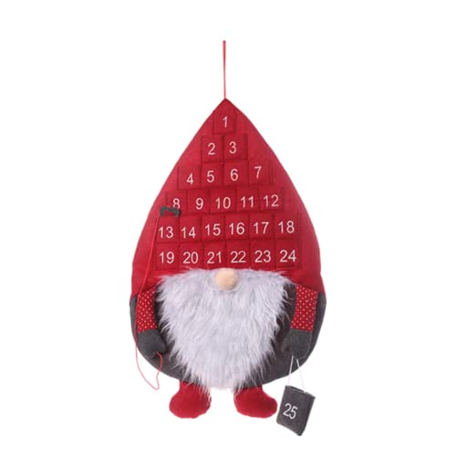 Weihnachtsab Adventskalender Wand Hanging Schwedische Tomte Santa Gnome Adventskalender mit 25 Taschen für Kinder Weihnachtsferien - Red Hat von Tadoiooy