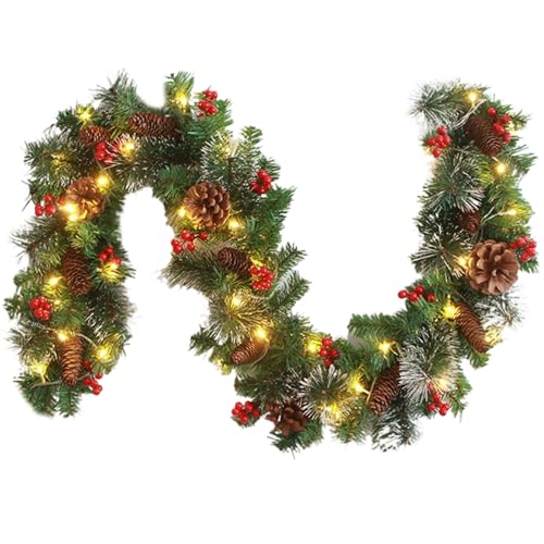 Weihnachtsgirlande, 6ft 30Lit Prelit Christmas Girland, künstlich beleuchtet mit Kiefernkegeln & rote Beeren, Batterie für Mantel betrieben Weihnachtsgirlande, 6ft 30Lit Prelit Christmas Girland, künstlich beleuchtet mit Kiefernkegeln & rote Beeren, Batterie für Mantel betrieben von Tadoiooy