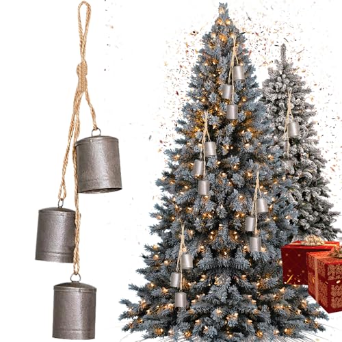 Weihnachtsglocken Silber 12 Zoll Vintage 3 Glocken rustikale Kuhglocken mit Jute Hanging Seil Metall Weihnachtsbaum Hängeglocke für Türgartenkränze Heimdekoration Weihnachtsglocken Silber 12 Zoll Vintage 3 Glocken rustikale Kuhglocken mit Jute Hanging Seil Metall Weihnachtsbaum Hängeglocke für Türgartenkränze Heimdekoration von Tadoiooy