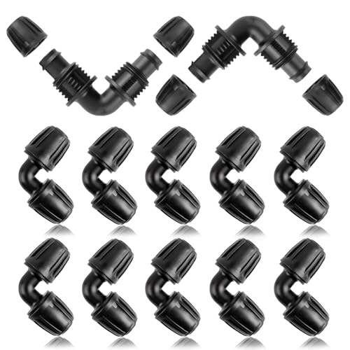 10 Stück Micro-Drip-System L,Tadpolez Bewässerungssystem Winkelstück,13 mm (1/2 Zoll): Rohrverbinder Für Die Richtungsänderung Des 13 mm Verlegerohre, Werkzeuglose Montage,Wiederverwendbar(Schwarz) von Tadpolez