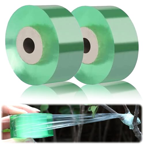 2 Rolle Garten Pfropfband,Pfropfen Dehnbare Band Floristry Grafting Film Transparent Pfropfband Dehnbare Band Selbstklebend Pfropfband Für Pflanzen Blumen/Obstbaum (Grünes Transparent) von Tadpolez
