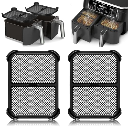 2 Stück Airfryer Fett Spritzschutz,Airfryer Silikon Spritzschutz,Spritzschutz für Ninja Heißluftfritteuse Zubehör,Für Ninja Foodi Max Dual Zone Heißluftfritteuse AF400EU Zubehör/AF451EU/DZ401EU von Tadpolez