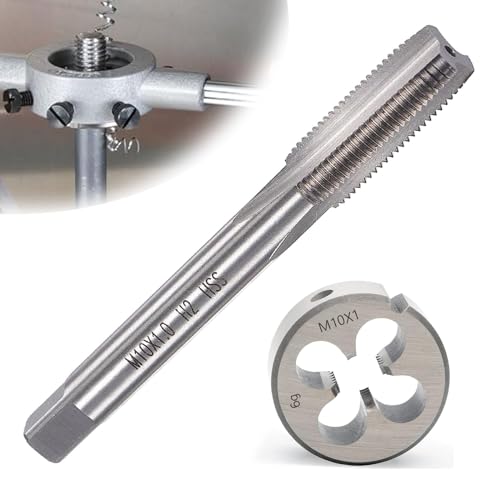 M10 X 1 Metrisch Gewindeschneider,Tadpolez Gewindeschneideisen M10 x 1.0mm,HSS Gewindebohrer Schneideisen,Handgewindebohrer Feingewinde,Gerade Geriffelt Gewindeschneider von Tadpolez
