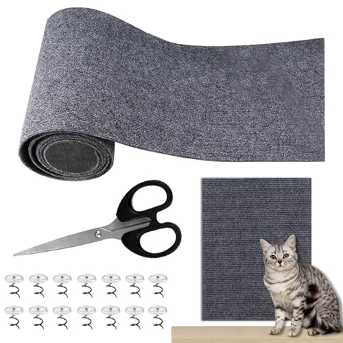 Tadpolez 200cmx40cm Selbstklebend Kratzmatte Katze,Kratzbrett Katzen kratzschutz,Kratzfestes Sofa Kratzmatte Katze,Selbstklebend Kratzteppich Katze Wand,für Schützt Teppiche Sofa Möbel von Tadpolez