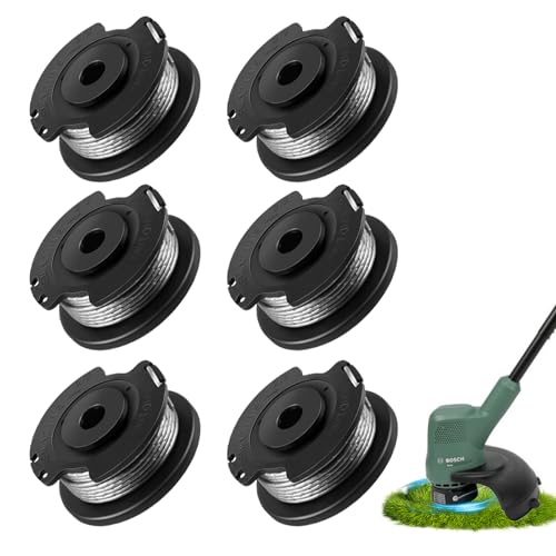 Tadpolez 6 Stück Ø 1.6mm 4.9m F016800569 Ersatzspule,Rasentrimmer Fadenspule,Ersatzspulen Rasentrimmer,Rasentrimmer Nylon Ersatzspule,Fadenspulen für Bosch EasyGrassCut 18 23 26 Art 23/26 SL von Tadpolez