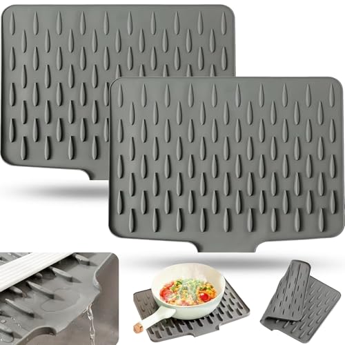 2 Stück Abtropfmatte Geschirr,Abtropfmatte für die Küche,Abtropfmatte Geschirr Abtropfmatte Spüle Silikon,Spülmatte Abtropfunterlage,Tischset,Rillenstruktur für Küchenarbeitsplatten und Küchenspüle 2 Stück Abtropfmatte Geschirr,Abtropfmatte für die Küche,Abtropfmatte Geschirr Abtropfmatte Spüle Silikon,Spülmatte Abtropfunterlage,Tischset,Rillenstruktur für Küchenarbeitsplatten und Küchenspüle von Taechalingo