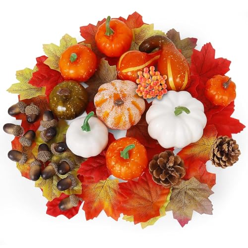Taechalingo 120 Stück Künstliche Kürbisse Set,Herbst Künstliche Ahornblätter,Kleine Eicheln,Tannenzapfen,Kürbis Herbst Deko Set,Thanksgiving Halloween Feiertagsparty Dekorationen Taechalingo 120 Stück Künstliche Kürbisse Set,Herbst Künstliche Ahornblätter,Kleine Eicheln,Tannenzapfen,Kürbis Herbst Deko Set,Thanksgiving Halloween Feiertagsparty Dekorationen von Taechalingo