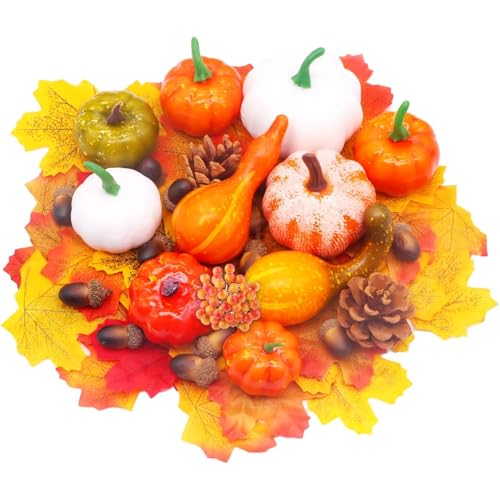 Taechalingo 50 Stück Künstliche Kürbisse Set,Herbst Künstliche Ahornblätter,Kleine Eicheln,Tannenzapfen,Kürbis Herbst Deko Set,Thanksgiving Halloween Feiertagsparty Dekorationen Taechalingo 50 Stück Künstliche Kürbisse Set,Herbst Künstliche Ahornblätter,Kleine Eicheln,Tannenzapfen,Kürbis Herbst Deko Set,Thanksgiving Halloween Feiertagsparty Dekorationen von Taechalingo