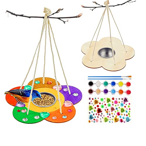 Taekooki 2 Stück DIY Holz Vogelfutterspender, Kinder Kunst und Handwerk Vogelfutter, 2-Pack DIY Holz Paint Kits Outdoor Spielzeug, für Jungen Mädchen von Taekooki