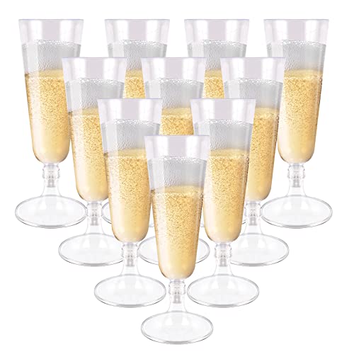 Taekooki 25 Stück Plastik Sektgläser, Durchsichtige Champagnergläser Plastik, 150ml, Mehrwege Champagnergläser, für Hochzeiten Geburtstag, Junggesellenabschied, Jahrestag (Transparent) von Taekooki