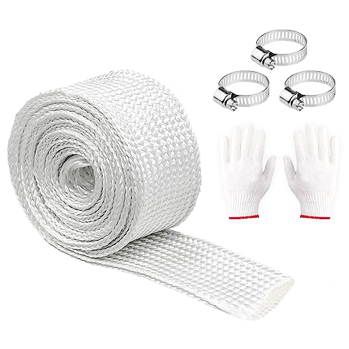 Taekooki Abgasschlauch, 150CM-25mm, Hitzeschutzschlauch Standheizung, mit 3 Clips, Bringen Sie EIN Paar Handschuhe，für Notstromaggregat Abgasrohr Fiberglass Sleeving von Taekooki