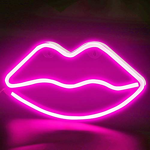 Taeku Neonlicht 3D Wanddeko Lampe Neon Signs Dekoration LED Beleuchtung Nachtlichter für Bedroom Beleuchtung Party Kinder Mädchen Zimmer (Lippen Rosa) von Taeku