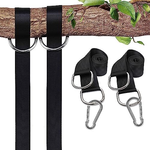 Taeku Schaukel Befestigung, 1 Paar Reißfestem Polyester Hängematte Aufhängung Hängesessel Befestigung Kabelzug Aufhängung Bänder mit 2 Karabinern für Fitness Camping Picknick Outdoor (150CM) von Taeku