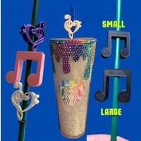 Musiknote Im Herzen & Stroh Topper | 3D Gedruckt Für 8.5 Mm Standard Strohhalme - Nicht Stanley von TaelxrMattoxDesigns