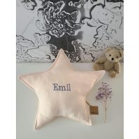 Kuschelkissen Stern Aus Musselin Personalisierbar Mit Name Perfekt Als Geburtsgeschenk Geburtstagsgeschenk Weihnachtsgeschenk in 3 Farben von Taeteraet