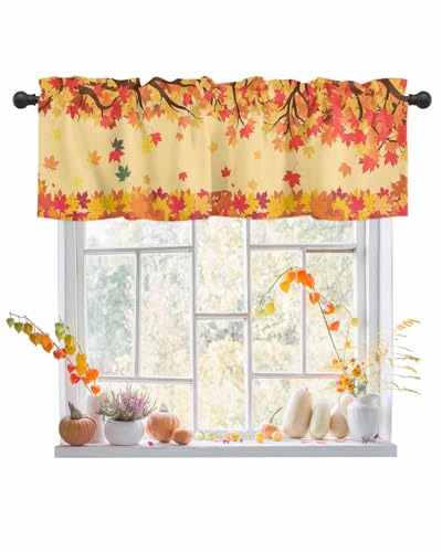 Herbst Thanksgiving Ahornblätter Küchenvorhang Volants für Fenster Vintage Rustikale Ahornblätter Lichtfilterung Kurze Vorhänge Stangentasche Fensterbehandlung für Schlafzimmer Wohnzimmer 106,7 cm B x Herbst Thanksgiving Ahornblätter Küchenvorhang Volants für Fenster Vintage Rustikale Ahornblätter Lichtfilterung Kurze Vorhänge Stangentasche Fensterbehandlung für Schlafzimmer Wohnzimmer 106,7 cm B x von Taeyeggon