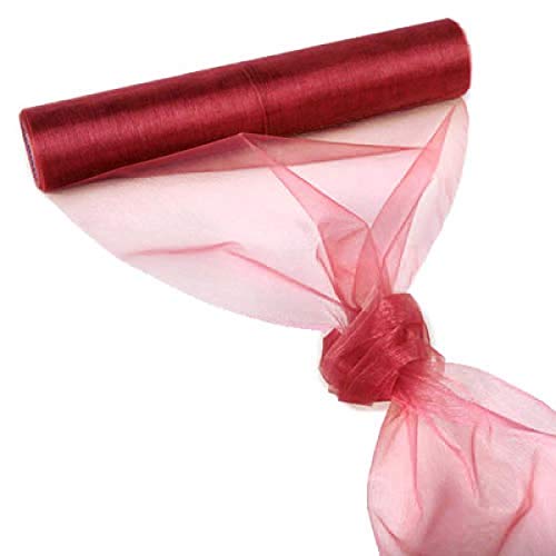 Tafeldeko.de 10 Meter Organza Tischläufer in Bordeaux, 28 cm von Tafeldeko.de