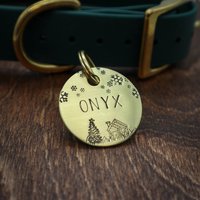 Hand Gestempelt Dog Tag Weihnachtsdesign | Ausweis Für Hunde Und Katzen von Tag4MyPet