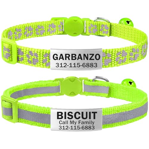 TagME 2er Pack Katzenhalsband mit Namen und Telefonnummer, Katzenhalsband mit Sicherheitsverschluss und glöckchen, 15-20 cm für Kätzchen, Grün TagME 2er Pack Katzenhalsband mit Namen und Telefonnummer, Katzenhalsband mit Sicherheitsverschluss und glöckchen, 15-20 cm für Kätzchen, Grün von TagME
