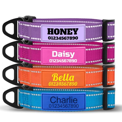 TagME Personalisierte Hundehalsbänder mit Namensschild, reflektierendes Halsband mit D-Ring aus Legierung für kleine, mittelgroße und große Hunde TagME Personalisierte Hundehalsbänder mit Namensschild, reflektierendes Halsband mit D-Ring aus Legierung für kleine, mittelgroße und große Hunde von TagME