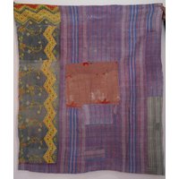 Baby Kantha Bestickte Handgemachte Patchwork Farbe Arbeit Vintage Kinder Handarbeit Überwurf Wendedecke Baumwolle Quilt von Tagayi