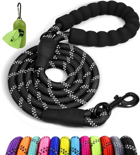 Taglory Hundeleine mit bequemen gepolsterten Griff, robuste Hundeleine zum Trainieren und Gassi gehen, 150×1.2cm Reflektierend Führleine aus weichem Nylon für große Hunde, schwarz Taglory Hundeleine mit bequemen gepolsterten Griff, robuste Hundeleine zum Trainieren und Gassi gehen, 150×1.2cm Reflektierend Führleine aus weichem Nylon für große Hunde, schwarz von Taglory