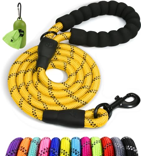 Taglory Hundeleine mit bequemen gepolsterten Griff, robuste Hundeleine zum Trainieren und Gassi gehen, 150×1.2cm Reflektierend Führleine aus weichem Nylon für große Hunde,gelb Taglory Hundeleine mit bequemen gepolsterten Griff, robuste Hundeleine zum Trainieren und Gassi gehen, 150×1.2cm Reflektierend Führleine aus weichem Nylon für große Hunde,gelb von Taglory