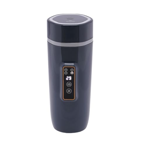 350ML Kleiner Tragbarer Wasserkocher, 220V Mini Elektrische Wassertasse mit Temperatureinstellung und Anti-Rutsch-Pads, Doppelschicht Edelstahl Thermoskanne für Milch, Kaffee und Tee Zubereitung von Tagowao