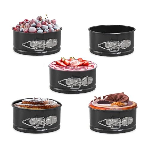 Tagtight 5 Pack Springform Kuchenform Set, Runden Backform mit Abnehmbarem Boden, Antihaft-Cake Pans Backring, Runde Tortenform für Hochzeiten Mini-Käsekuchen, 11 * 11 * 5cm von Tagtight