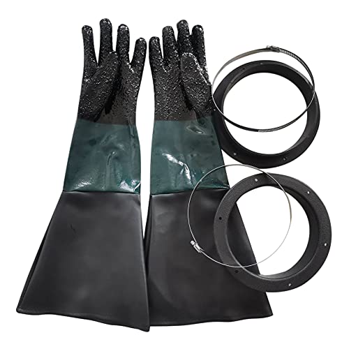 Tagtight Sandstrahlhandschuhe aus Gummi, Sand Strahl Handschuhe mit O-Ringen für Sand Strahl Kabine, Resistent & Abriebfest, Sicherheit Arbeitshandschuhe für Modell 60, 90, 110, 260 Sandstrahlschrank von Tagtight