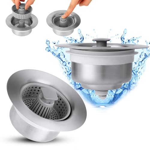 2er-Pack Küchenspüle-Sieb, Küchenspüle-Stöpsel, verbesserte 3-in-1-Küchenspüle-Sieb- und Stopper-Kombination, Anti-Verstopfungs-Abflusssieb, Spülbecken-Lebensmittelauffangkorb von Tahbarshi