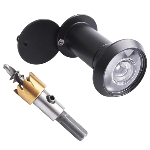 Tahikem Türspion, Türspion mit 16 mm Bohrer-Set, passend für Vordertüren von 3,5 cm bis 5,4 cm, 200 Grad Weitwinkel-Blickwinkel, Anti-Peep-Eye-Abdeckung, mattschwarz von Tahikem