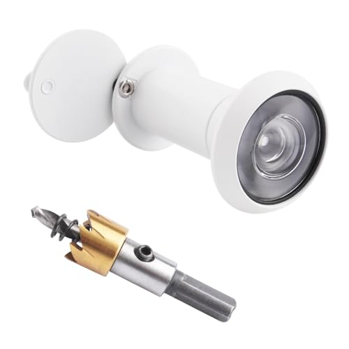 Tahikem Türspion, Türspion mit 16 mm Bohrer-Set, passend für Vordertüren von 3,5 cm bis 5,4 cm, 200 Grad Weitwinkel-Blickwinkel, Anti-Peep-Eye-Abdeckung, mattweiß von Tahikem