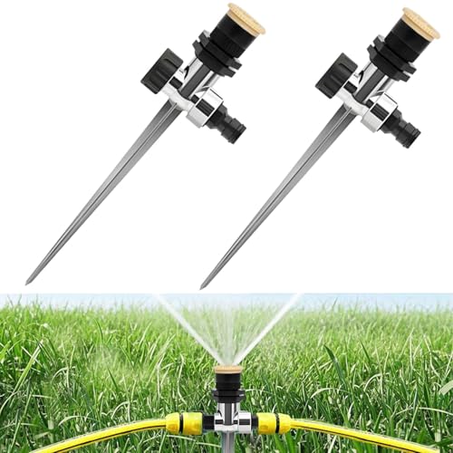 2pcs Gartensprenger, 360-Grad-Bewässerungssystem Gartenregner, Automatischer Sprinkler,2 PCS Kreisbogen-Regner + Stabiler Metalldorn,für Rasen Pflanzen Gemüse Blumen Garten von TaiXinYuly