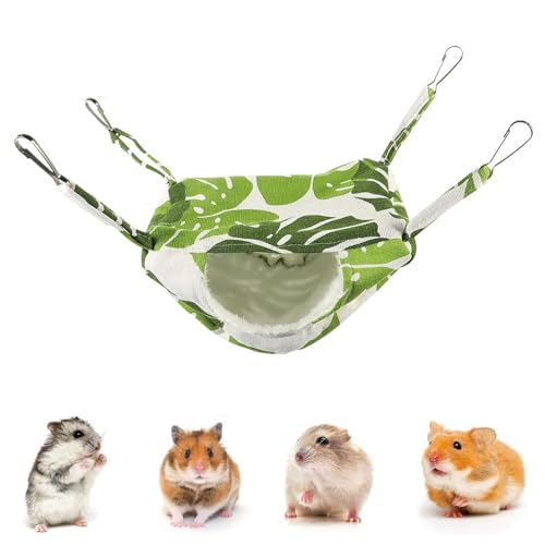 Taicols Kleine Haustierkäfig Hängematte, Weiches Haustierbett zum Aufhängen, Doppellagiges Hamster Hängematte, Haustier Schaukelbett, Verstellbar Meerschweinchen Schlafen Hängende Käfig (Grün) von Taicols