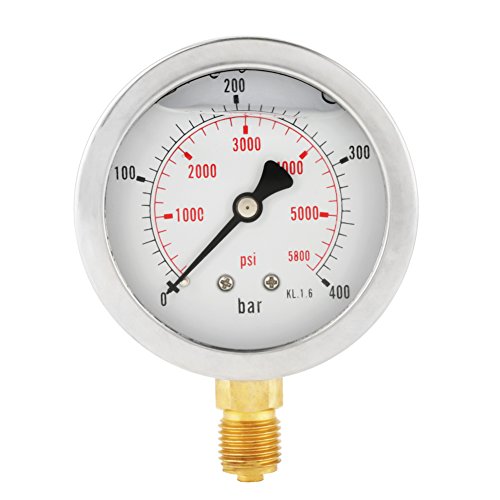 Taidda Luftdruckmesser, Manometer 0-400BAR 0-5800PSI G1/4 63-mm-Messuhr mit hydraulischem Manometer von Taidda