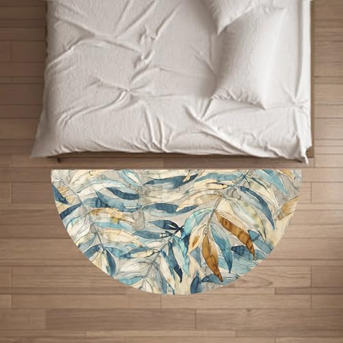 Taidianolp Halbkreis Teppich, rutschfest, waschbar, Blau Braun Grau Blatt Muster Modern,Teppich halbrund groß Schlafzimmer Wohnzimmer,Blue,100 x 200 cm Taidianolp Halbkreis Teppich, rutschfest, waschbar, Blau Braun Grau Blatt Muster Modern,Teppich halbrund groß Schlafzimmer Wohnzimmer,Blue,100 x 200 cm von Taidianolp