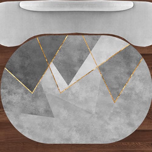 Taidianolp Teppich Oval Wohnzimmer Deko,Gray,110 x 180 cm,Schwarz Grau Orange Gelb Geometrisch Design Modern,Schlafzimmer Kinderzimmer Arbeitszimmer Esszimmer Küche von Taidianolp