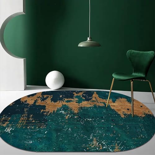 Taidianolp Teppich Oval Wohnzimmer Deko,Green,70 x 120 cm,Moderne abstrakte Design-Muster Braun Blau Grün,Waschbar Kurzflor Teppiche Schlafzimmer Modern Vintage von Taidianolp