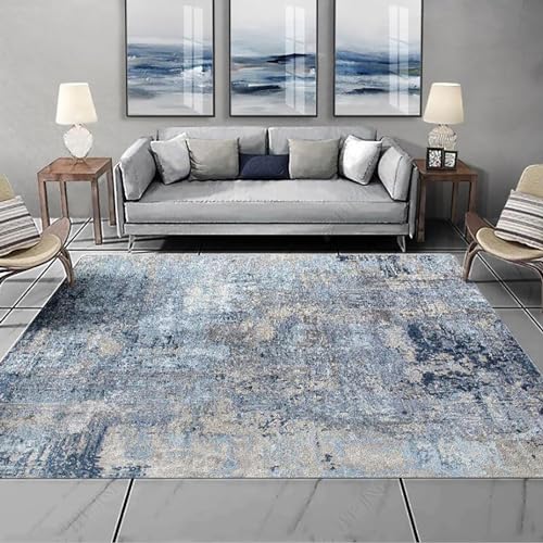 Taidianolp Teppich Teppich Läufer Flur,Blue,60 x 180 cm,Blau Grau Neutral Farbe Abstrakt Muster Modern,Kurzflor Teppiche Washchbar Küchen Wohnzimmer Schlafzimmer, von Taidianolp