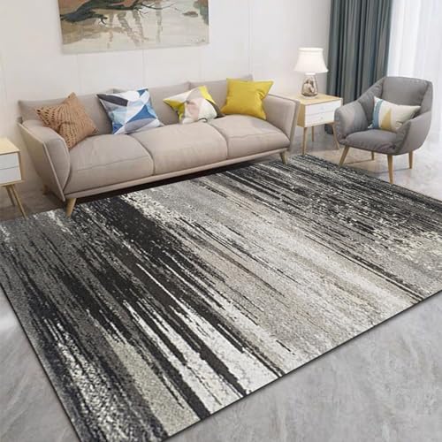 Taidianolp Teppich Wohnzimmer Deko,Black,120 x 200 cm,Schwarz Grau Abstrakt Design Modern von Taidianolp