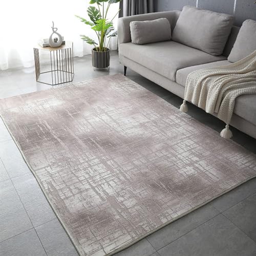 Taidianolp Teppich Wohnzimmer Deko,Brown,120 x 120 cm,Braun Grau Streifen Meliert Abstraktes Design Moderne Muster von Taidianolp