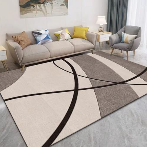 Taidianolp Teppich Wohnzimmer Deko,Brown,150 x 170 cm,Braunes geometrisches Design Modern von Taidianolp