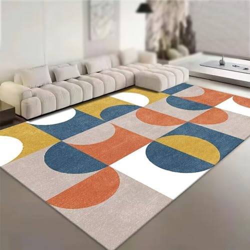 Taidianolp Teppich Wohnzimmer Deko,Yellow,100 x 100 cm,Orange Gelb Blau Geometrisch Modern von Taidianolp