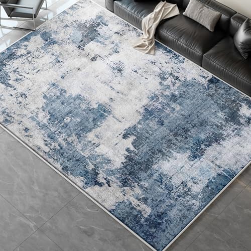 Taidianolp Teppich Zimmer Deko,Abstraktes Design, moderner Druck, Hellblau, 200 x 280 cm,Waschbar Kurzflor Teppiche groß Wohnzimmer Esszimmer Schlafzimmer von Taidianolp