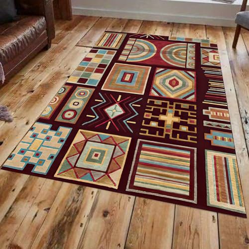 Taidianolp Teppich Zimmer Deko,Farbe Grün Blau Gelb Geometrisches Design Moderner Druck, Rot, 120 x 210 cm,Teppiche für Wohnzimmer Schlafzimmer Arbeitszimmer Schlafsofa Taidianolp Teppich Zimmer Deko,Farbe Grün Blau Gelb Geometrisches Design Moderner Druck, Rot, 120 x 210 cm,Teppiche für Wohnzimmer Schlafzimmer Arbeitszimmer Schlafsofa von Taidianolp