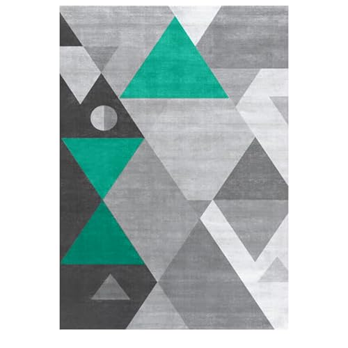 Taidianolp Teppich Zimmer Deko,Grau-weißes geometrisches modernes Dekor, Grün, 150 x 180 cm,Waschbar Teppiche Wohnzimmer Schlafzimmer Kinderzimmer Jugendzimmer von Taidianolp