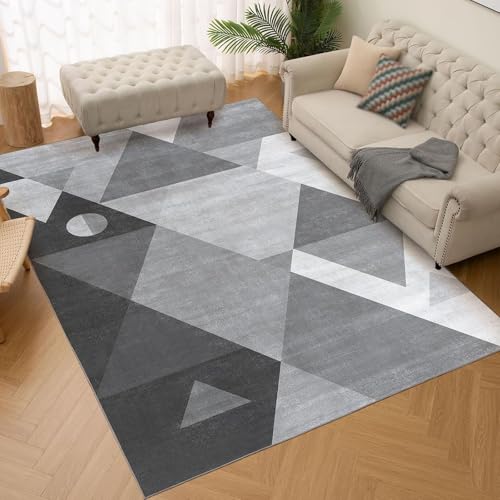 Taidianolp Teppich Zimmer Deko,Grau-weißes geometrisches modernes Dekor, Schwarz, 80 x 120 cm,Kurzflor Teppiche Badezimmer Küchen Sessel Schlafzimmer, von Taidianolp