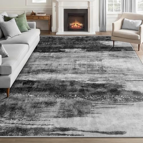 Taidianolp Teppich Zimmer Deko,Graues abstraktes modernes zeitgenössisches Wohndekor, Schwarz, 80 x 120 cm,Kurzflor Teppiche Badezimmer Küchen Sessel Schlafzimmer, von Taidianolp