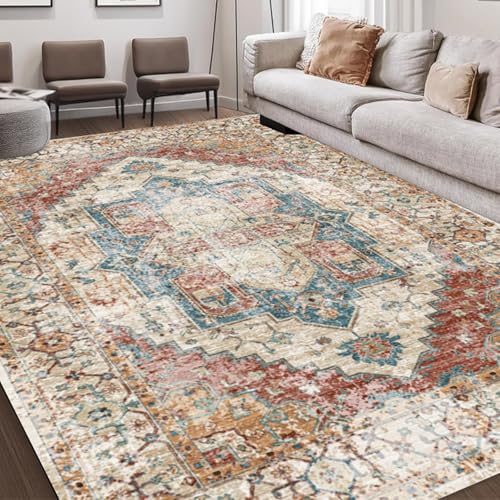 Taidianolp Teppich Zimmer Deko,Mädchenzimmer Orientalisches Medaillon Vintage Mehrfarbig, Rot-Beige, 90 x 120 cm,Waschbar Kurzflor Teppiche Schlafzimmer Homeoffice Dekoration Taidianolp Teppich Zimmer Deko,Mädchenzimmer Orientalisches Medaillon Vintage Mehrfarbig, Rot-Beige, 90 x 120 cm,Waschbar Kurzflor Teppiche Schlafzimmer Homeoffice Dekoration von Taidianolp
